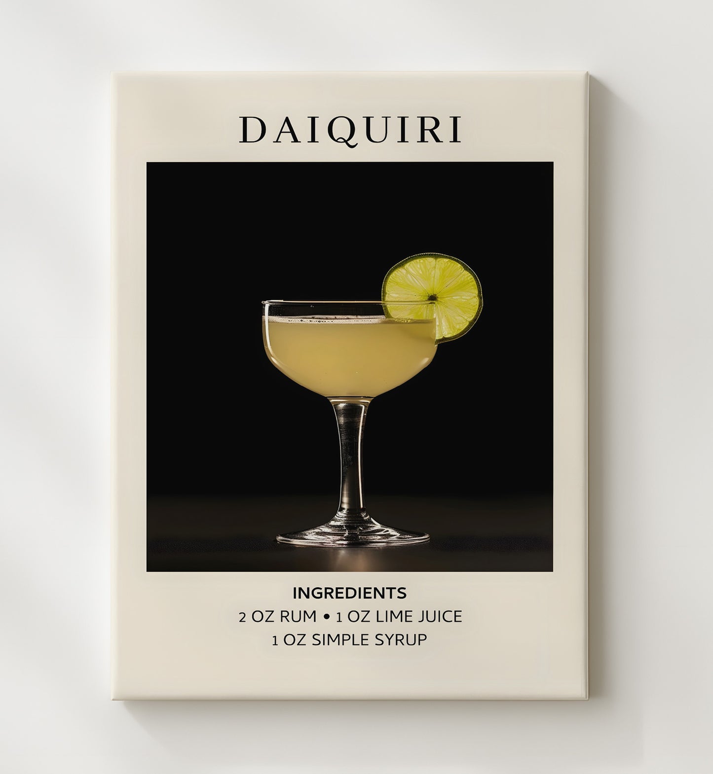 Daiquiri Classic Rum Cocktail Canvas 20x24 wall art print – Drink Recipes decor