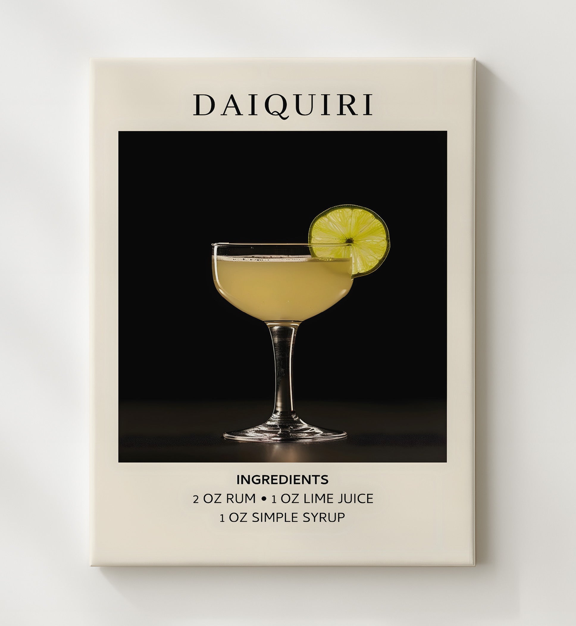 Daiquiri Classic Rum Cocktail Canvas 20x24 wall art print – Drink Recipes decor