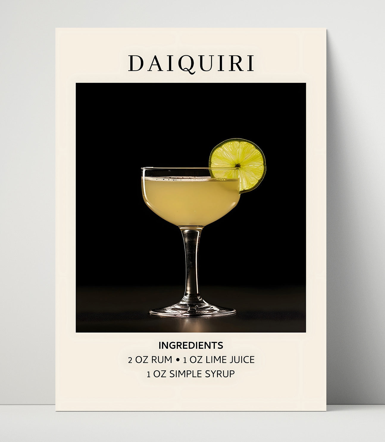 Daiquiri Classic Rum Cocktail Unframed Print 16x20 wall art print – Drink Recipes decor