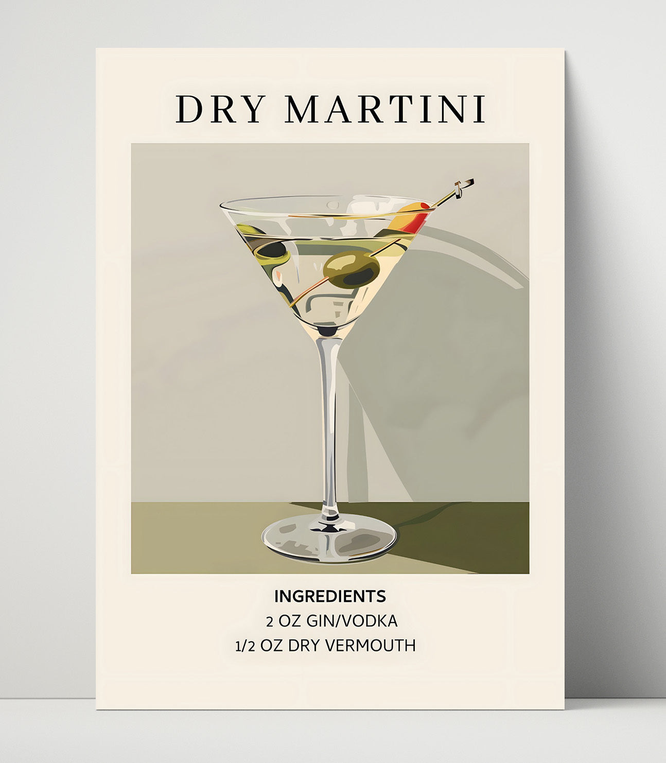Dry Martini Classic Olive Unframed Print 16x20 wall art print – Drink Recipes decor