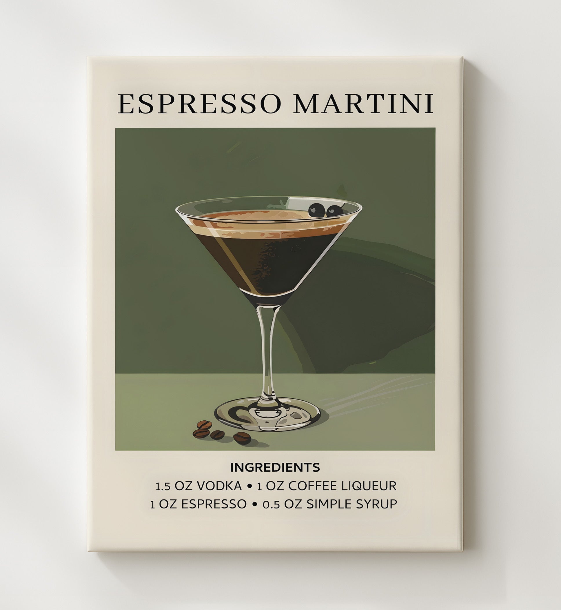 Espresso Martini Coffee Cocktail Canvas 20x24 wall art print – Drink Recipes decor