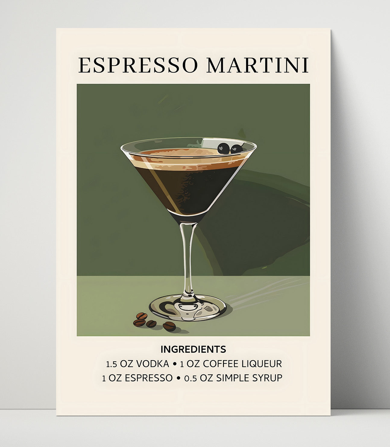 Espresso Martini Coffee Cocktail Unframed Print 16x20 wall art print – Drink Recipes decor