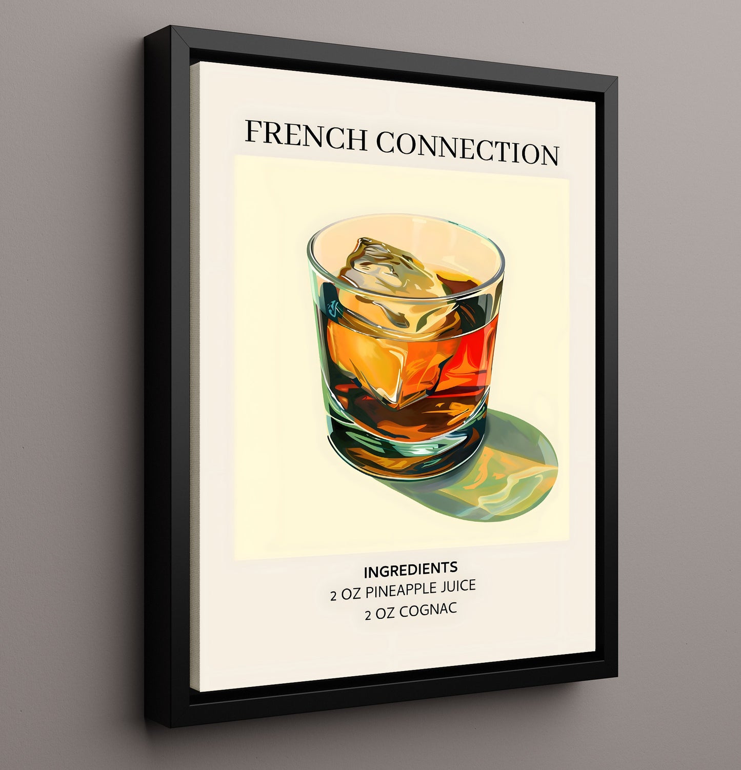 French Connection Cognac Cocktail Framed Canvas 16x20 wall art print – Drink Recipes decor