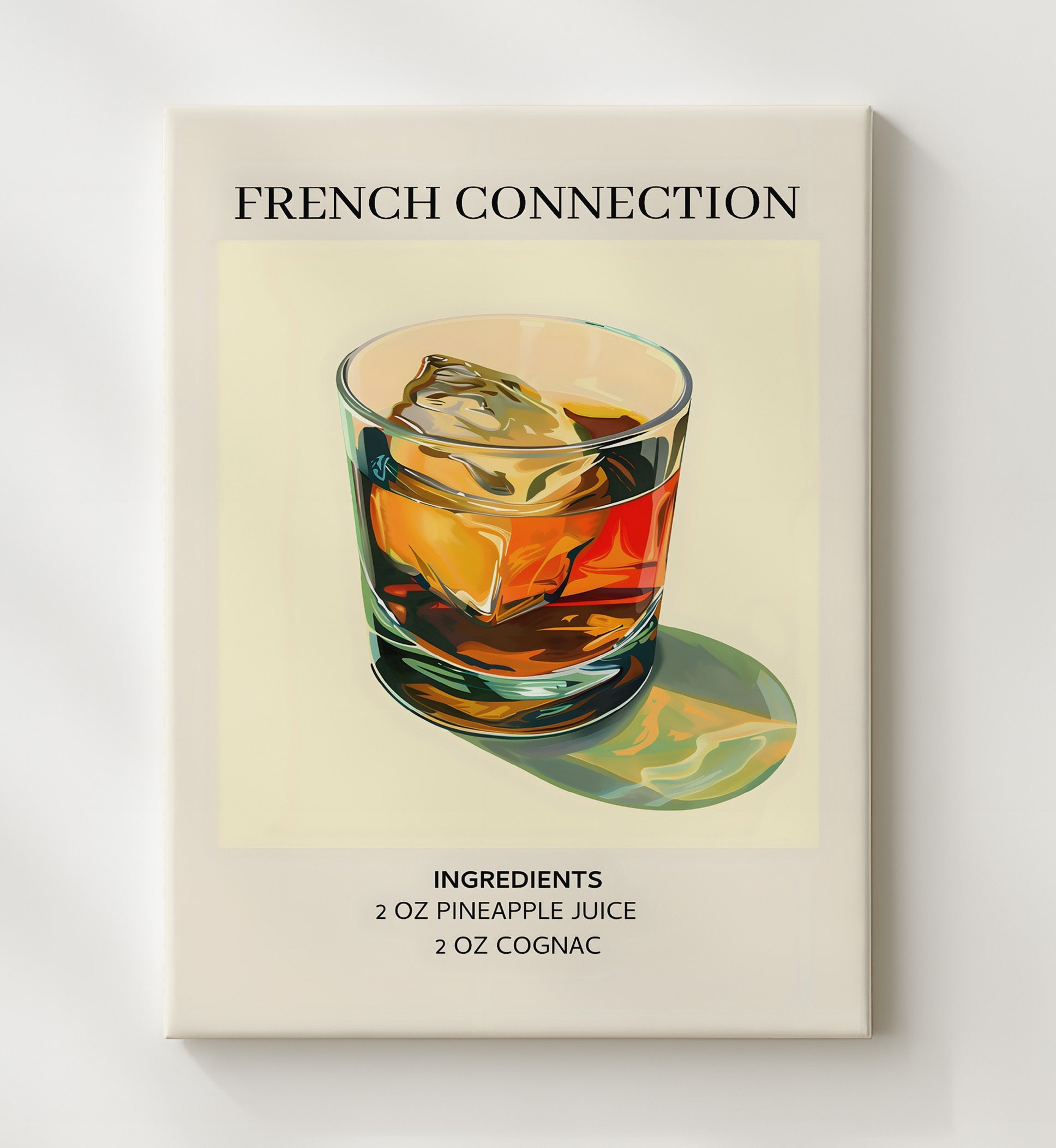 French Connection Cognac Cocktail Canvas 20x24 wall art print – Drink Recipes decor