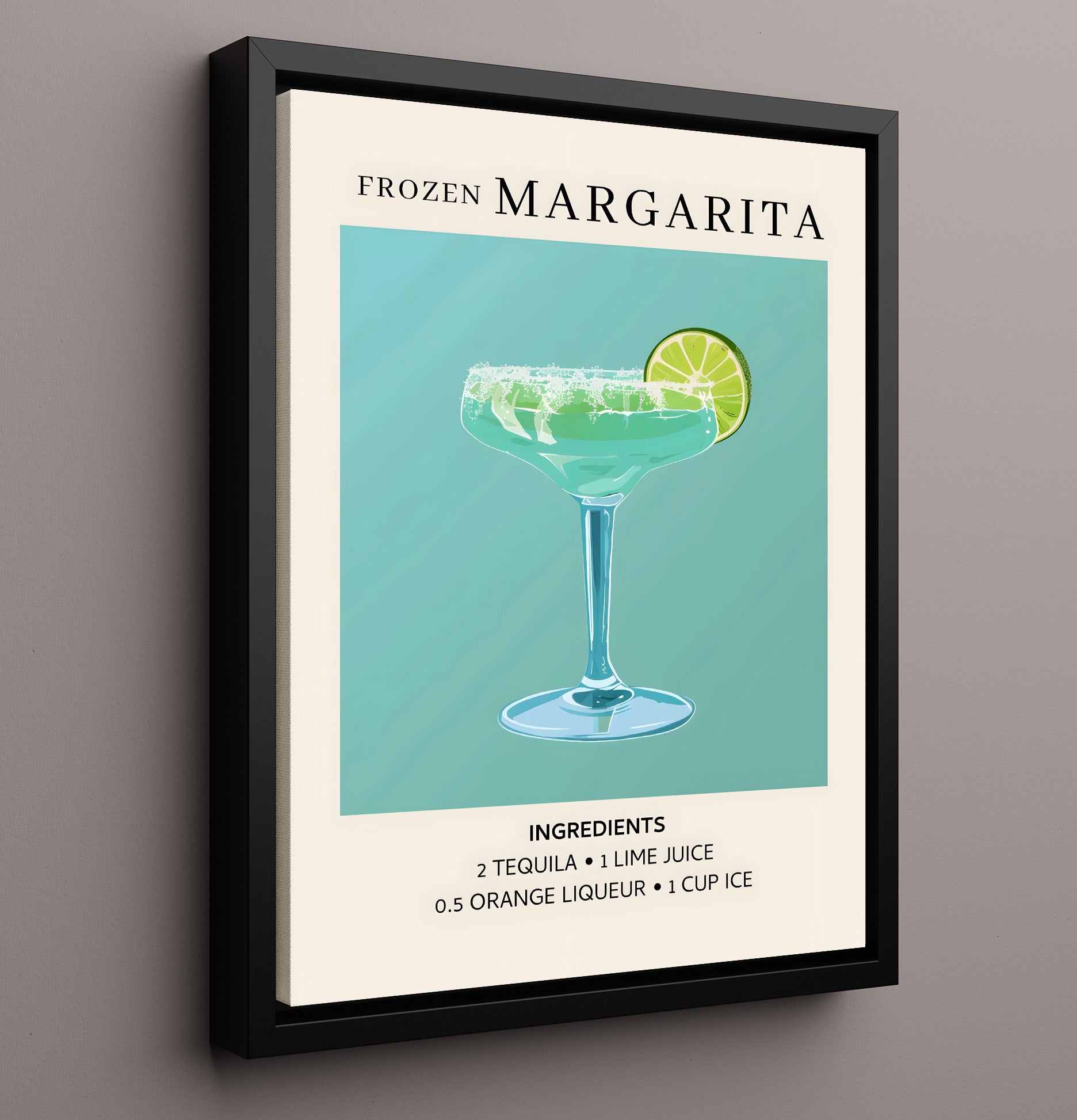 Frozen Margarita Tequila Cocktail Framed Canvas 16x20 wall art print – Drink Recipes decor