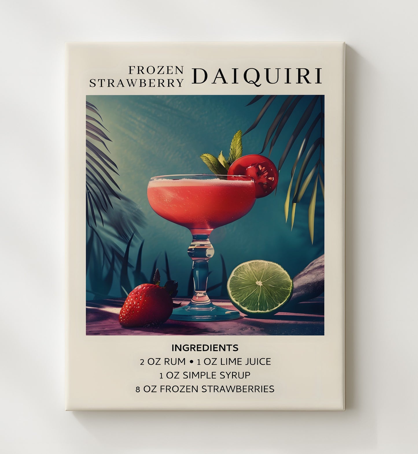 Frozen Strawberry Daiquiri Canvas 20x24 wall art print – Drink Recipes decor