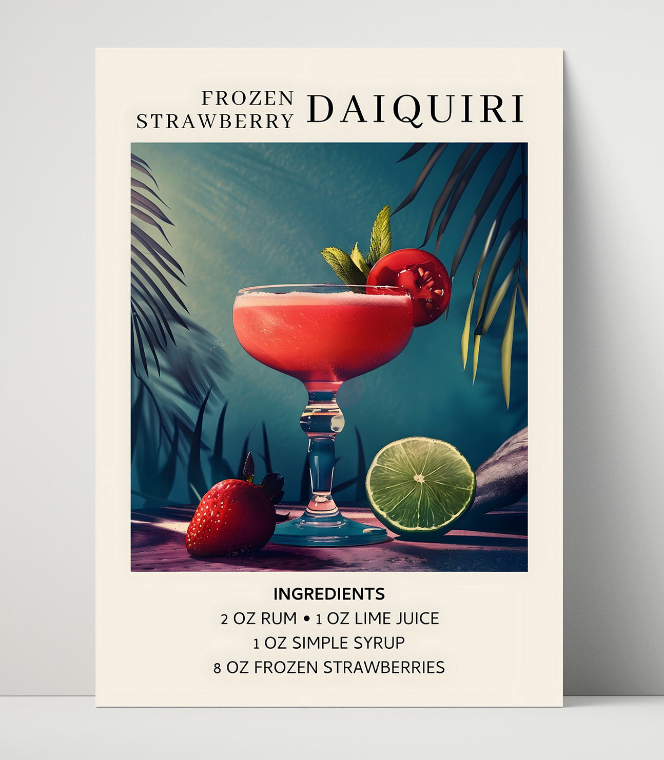 Frozen Strawberry Daiquiri Unframed Print 16x20 wall art print – Drink Recipes decor