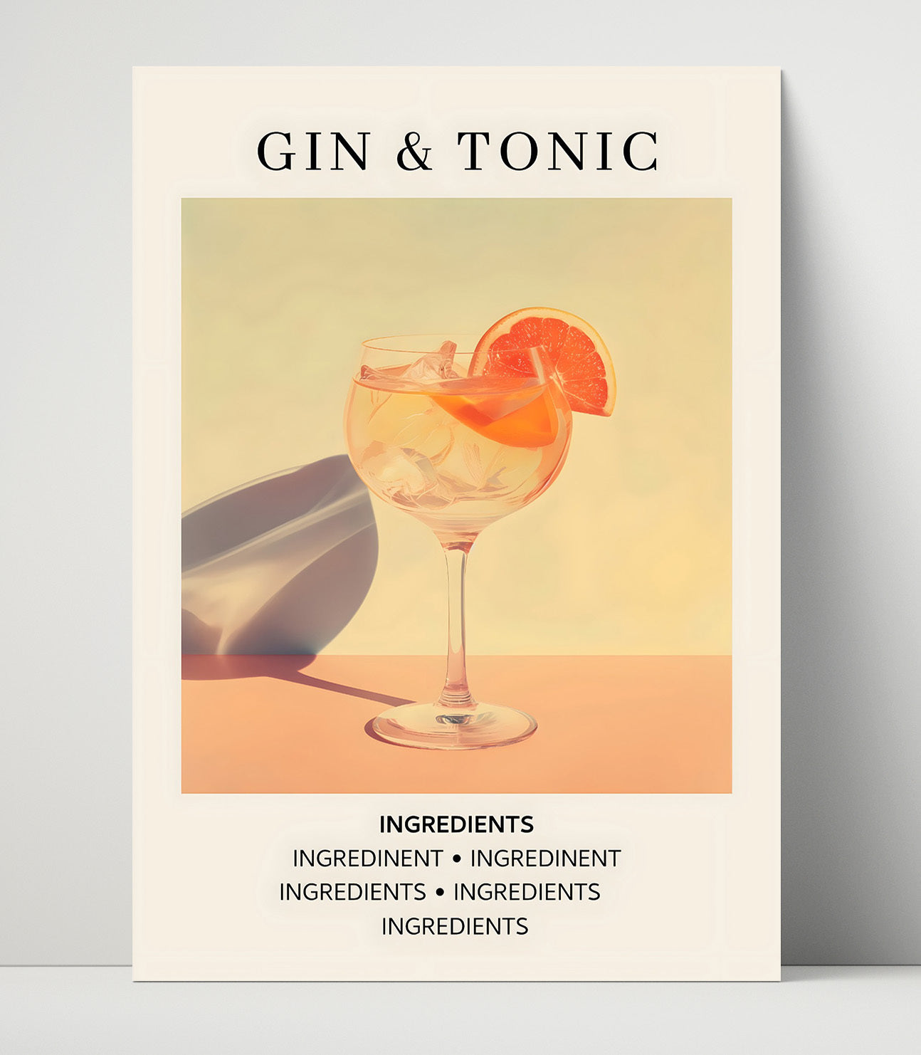 Gin and Tonic Citrus Highball Unframed Print 16x20 wall art print – Drink Recipes decor