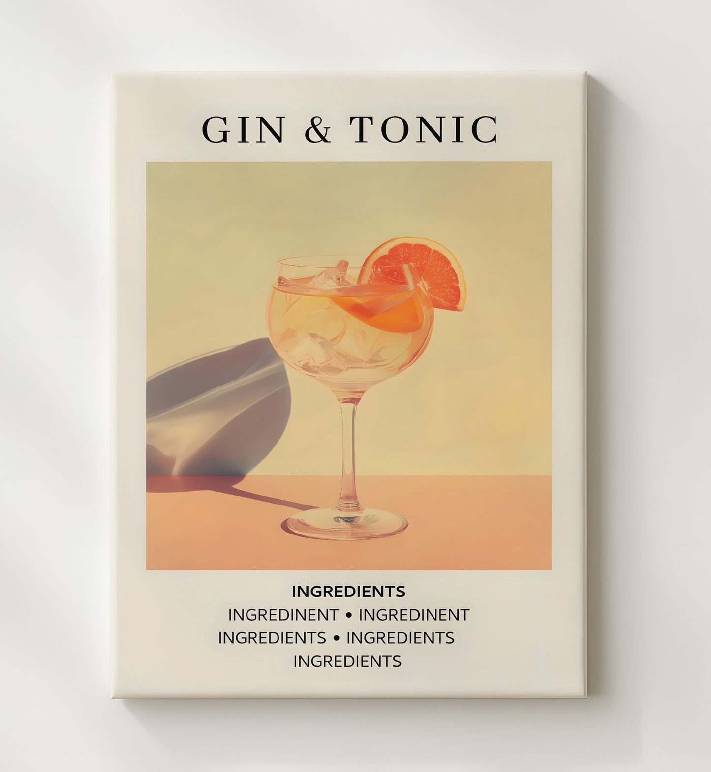 Gin and Tonic Citrus Highball Canvas 20x24 wall art print – Drink Recipes decor