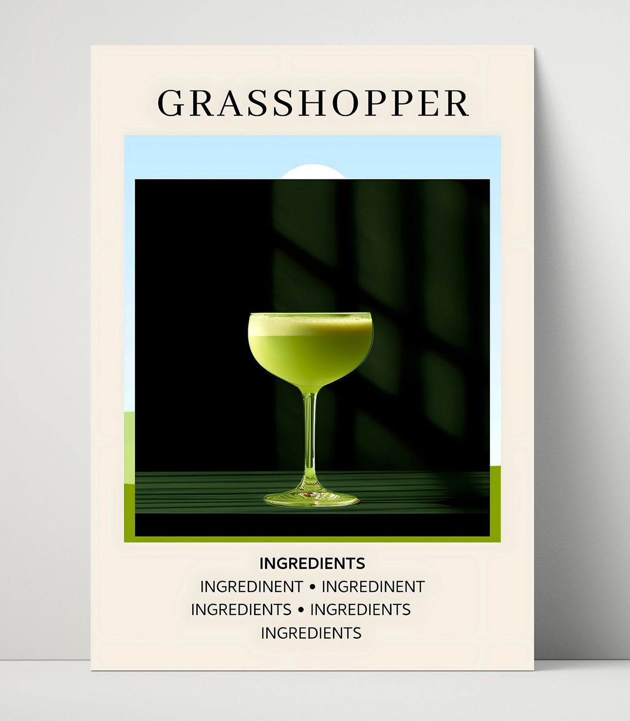 Grasshopper Mint Chocolate Cocktail Unframed Print 16x20 wall art print – Drink Recipes decor