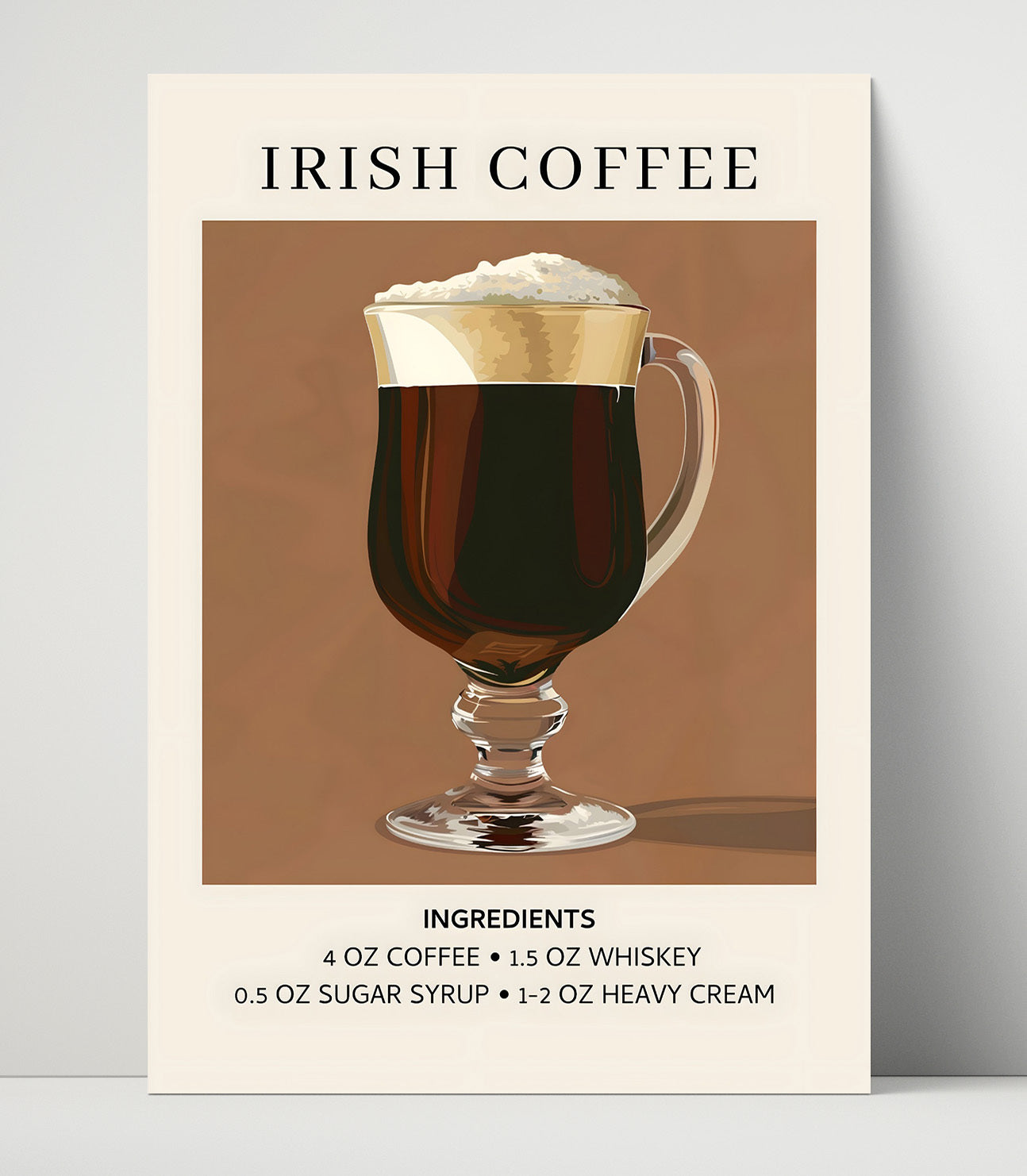 Irish Coffee Whiskey Cocktail Unframed Print 16x20 wall art print – Drink Recipes decor