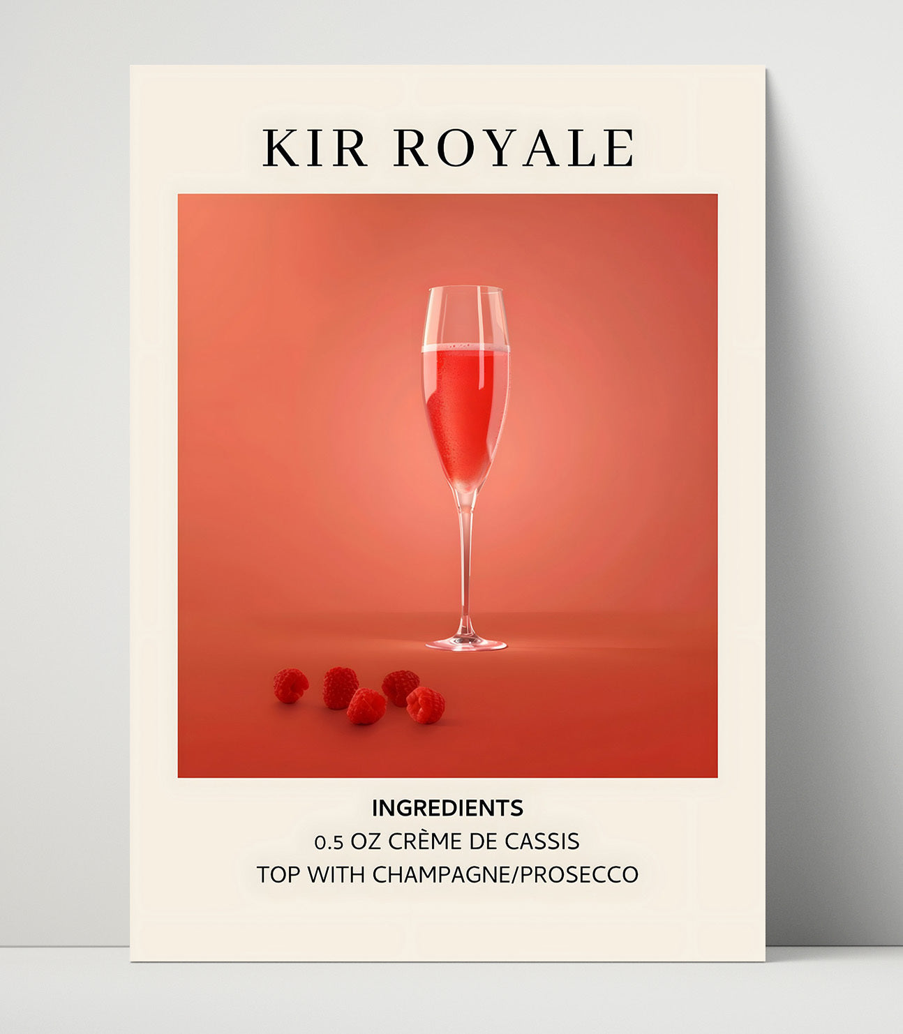 Kir Royale Champagne Cocktail Unframed Print 16x20 wall art print – Drink Recipes decor