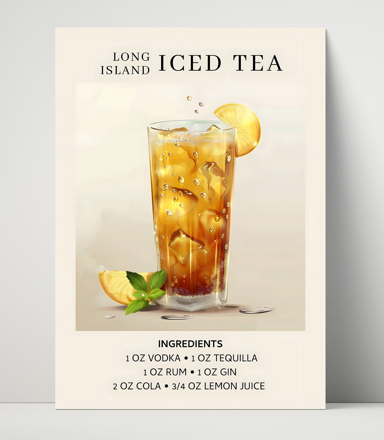 Long Island Iced Tea Classic Unframed Print 16x20 wall art print – Drink Recipes decor