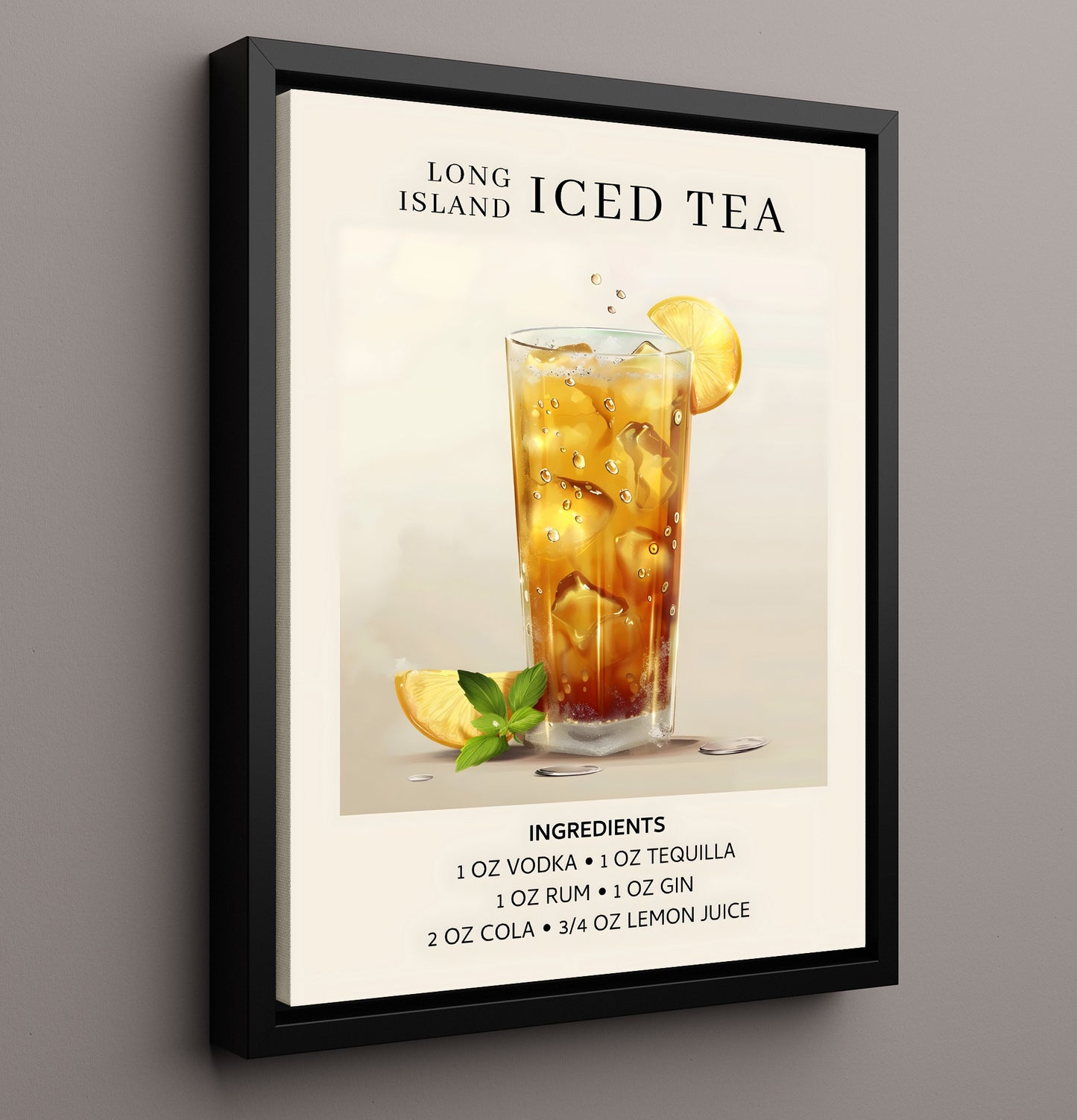 Long Island Iced Tea Classic Framed Canvas 16x20 wall art print – Drink Recipes decor
