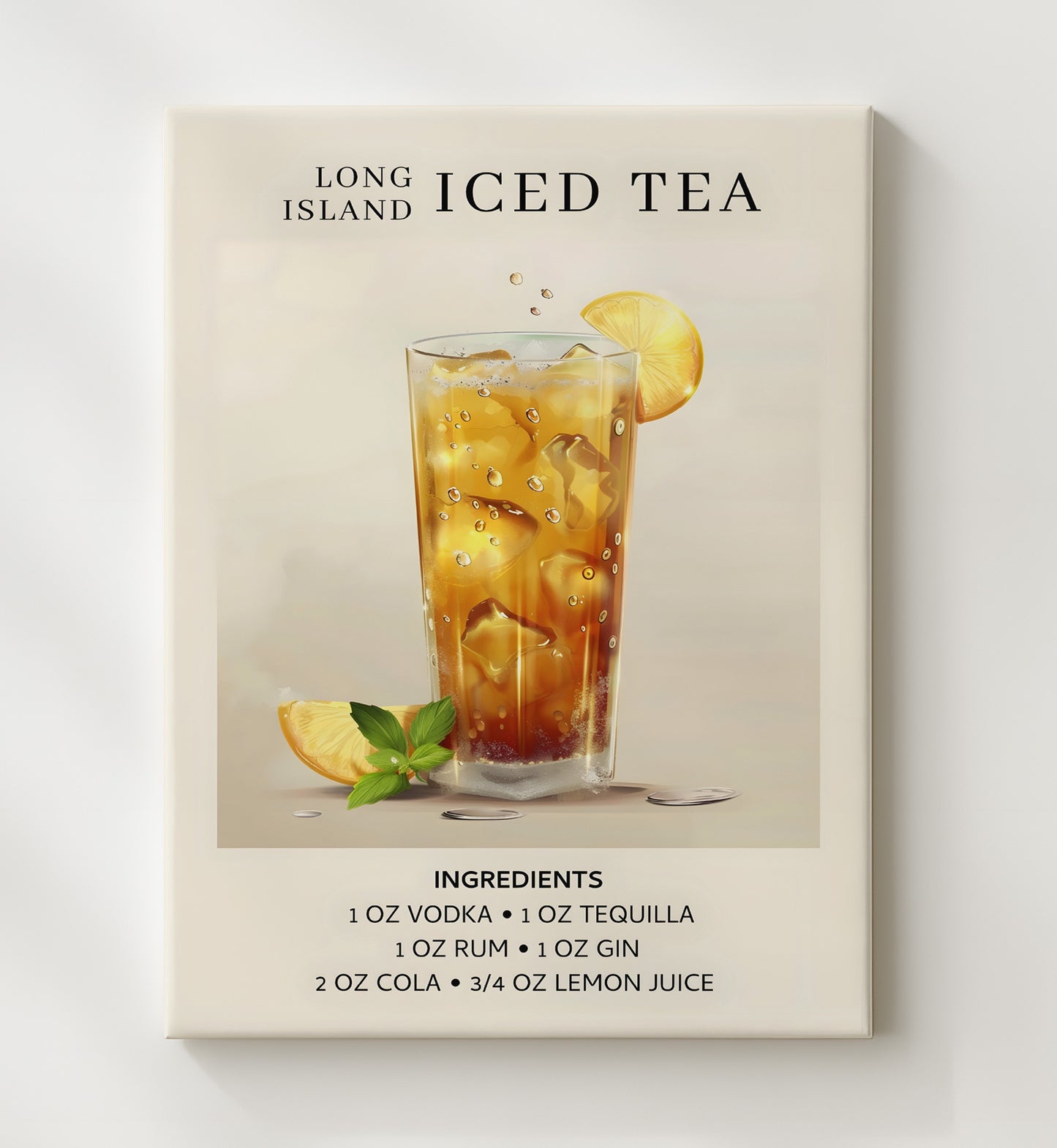 Long Island Iced Tea Classic Canvas 20x24 wall art print – Drink Recipes decor