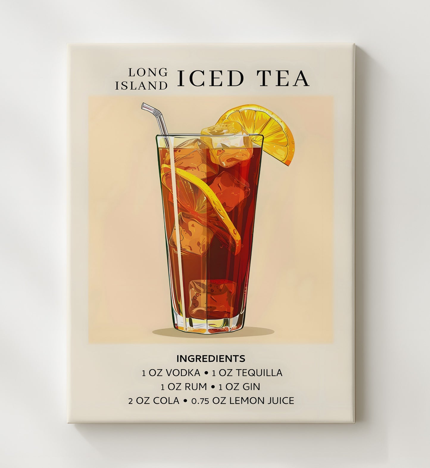 Long Island Iced Tea Cocktail Canvas 20x24 wall art print – Drink Recipes decor