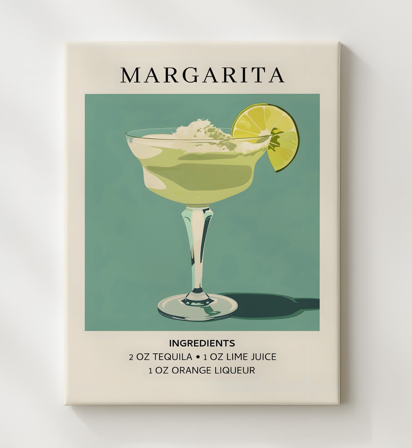 Margarita Classic Tequila Cocktail Canvas 20x24 wall art print – Drink Recipes decor