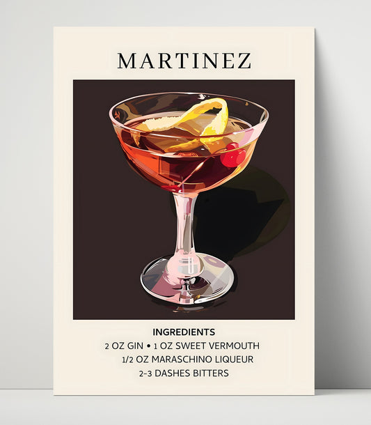 Martinez - Classic Cocktail - 16x20 Unframed Print