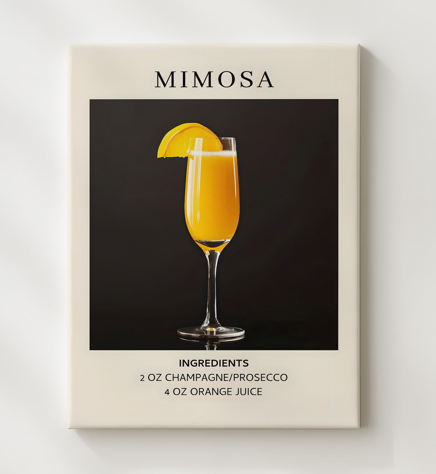 Mimosa Champagne Cocktail Canvas 20x24 wall art print – Drink Recipes decor