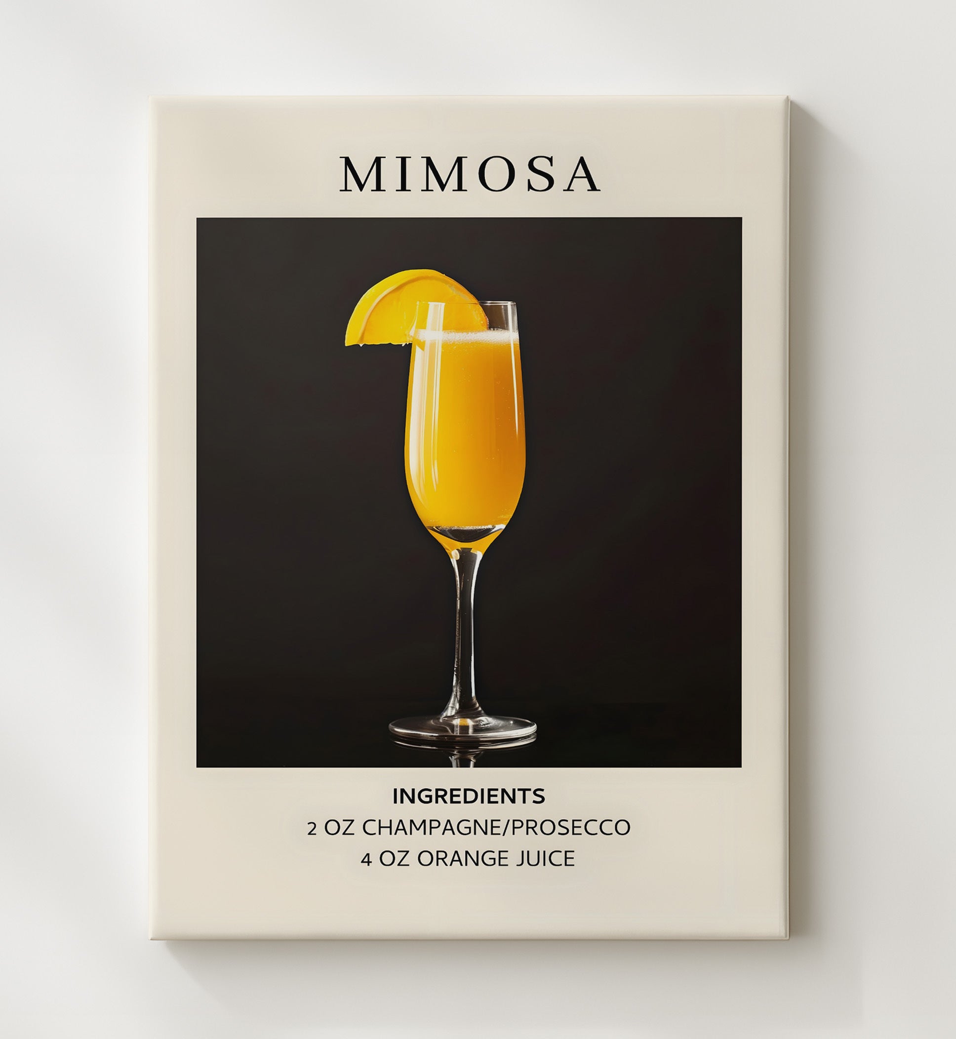 Mimosa Champagne Cocktail Canvas 20x24 wall art print – Drink Recipes decor
