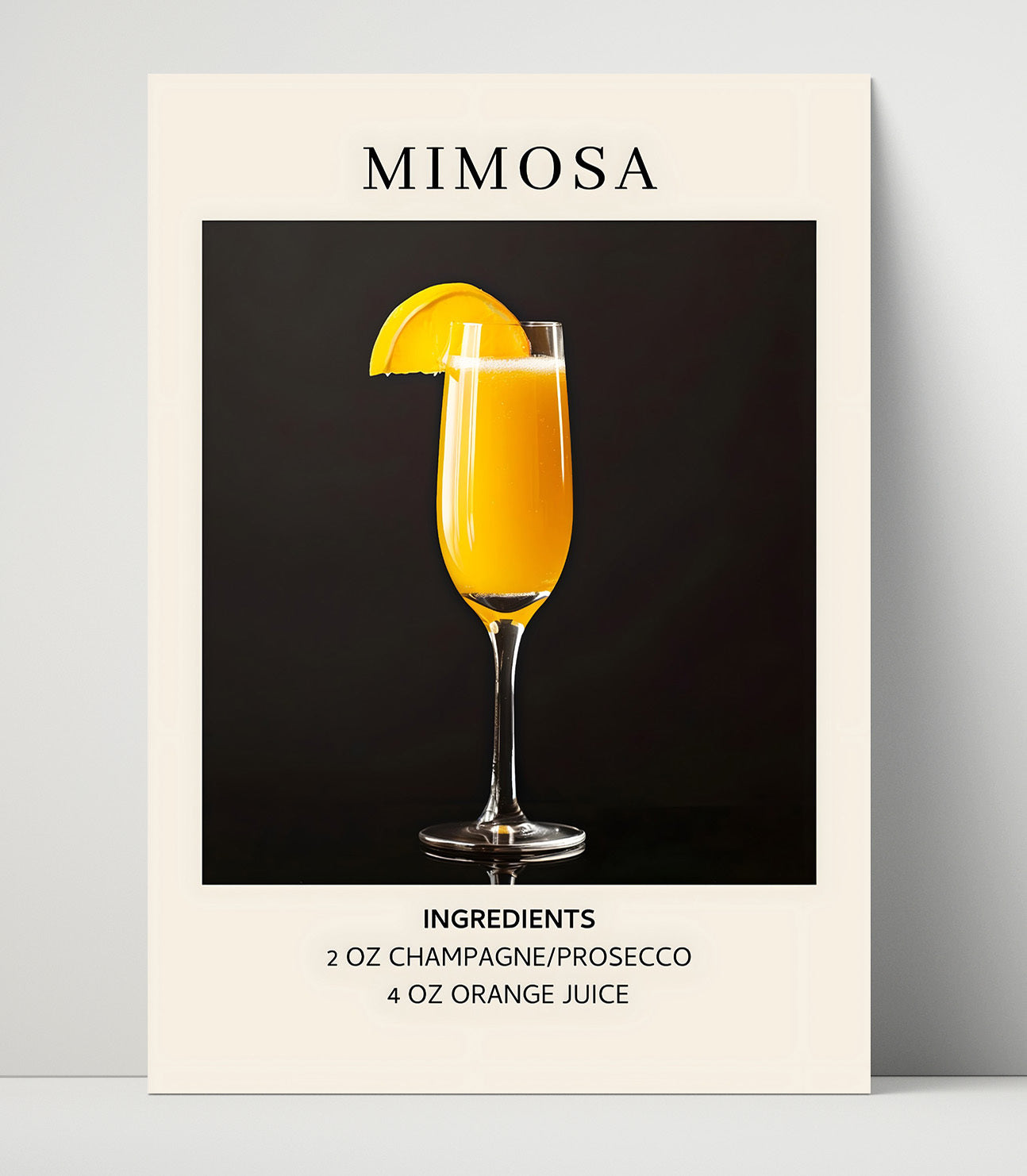 Mimosa Champagne Cocktail Unframed Print 16x20 wall art print – Drink Recipes decor