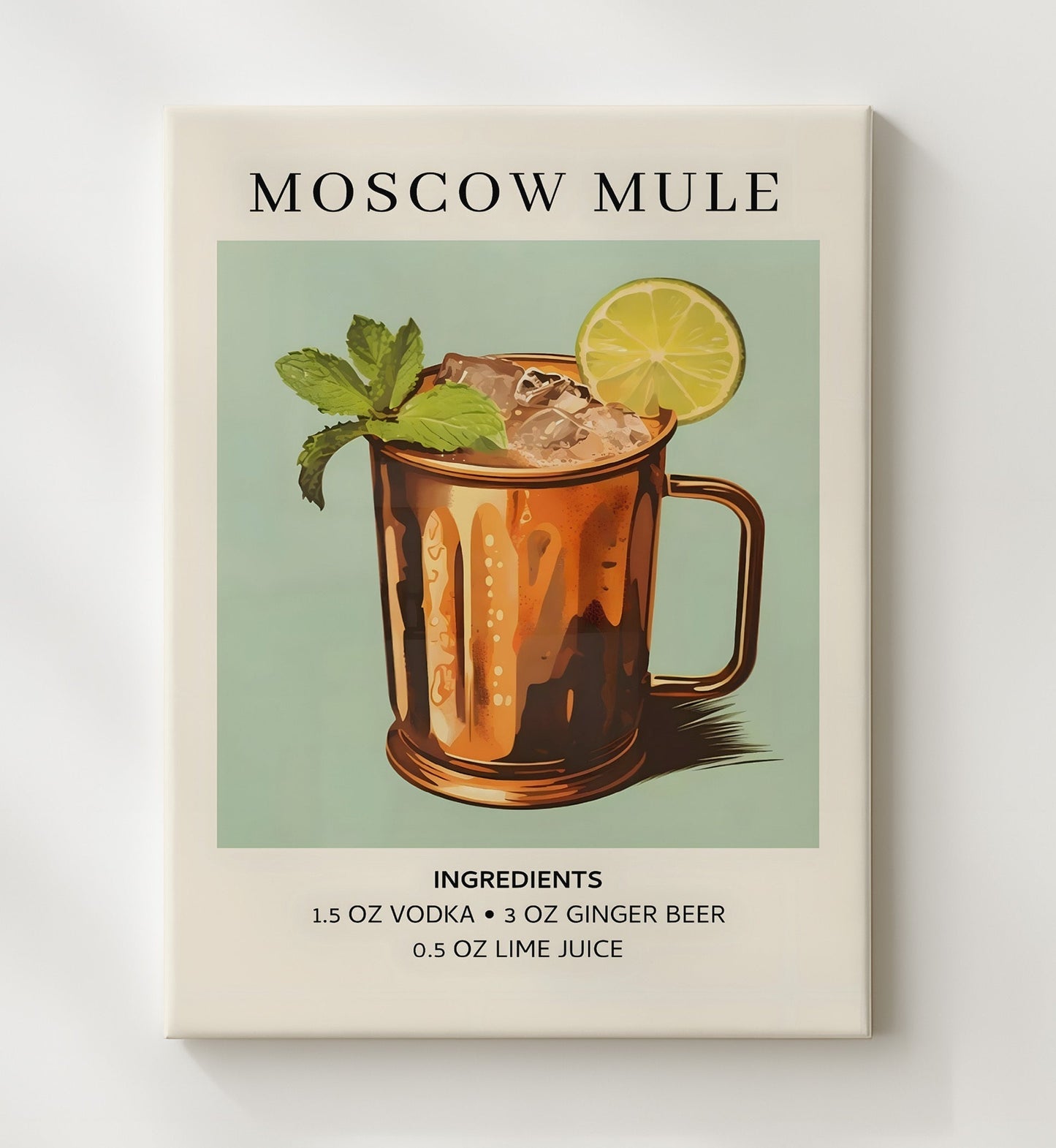 Moscow Mule 8x10 Canvas cocktail recipe wall art