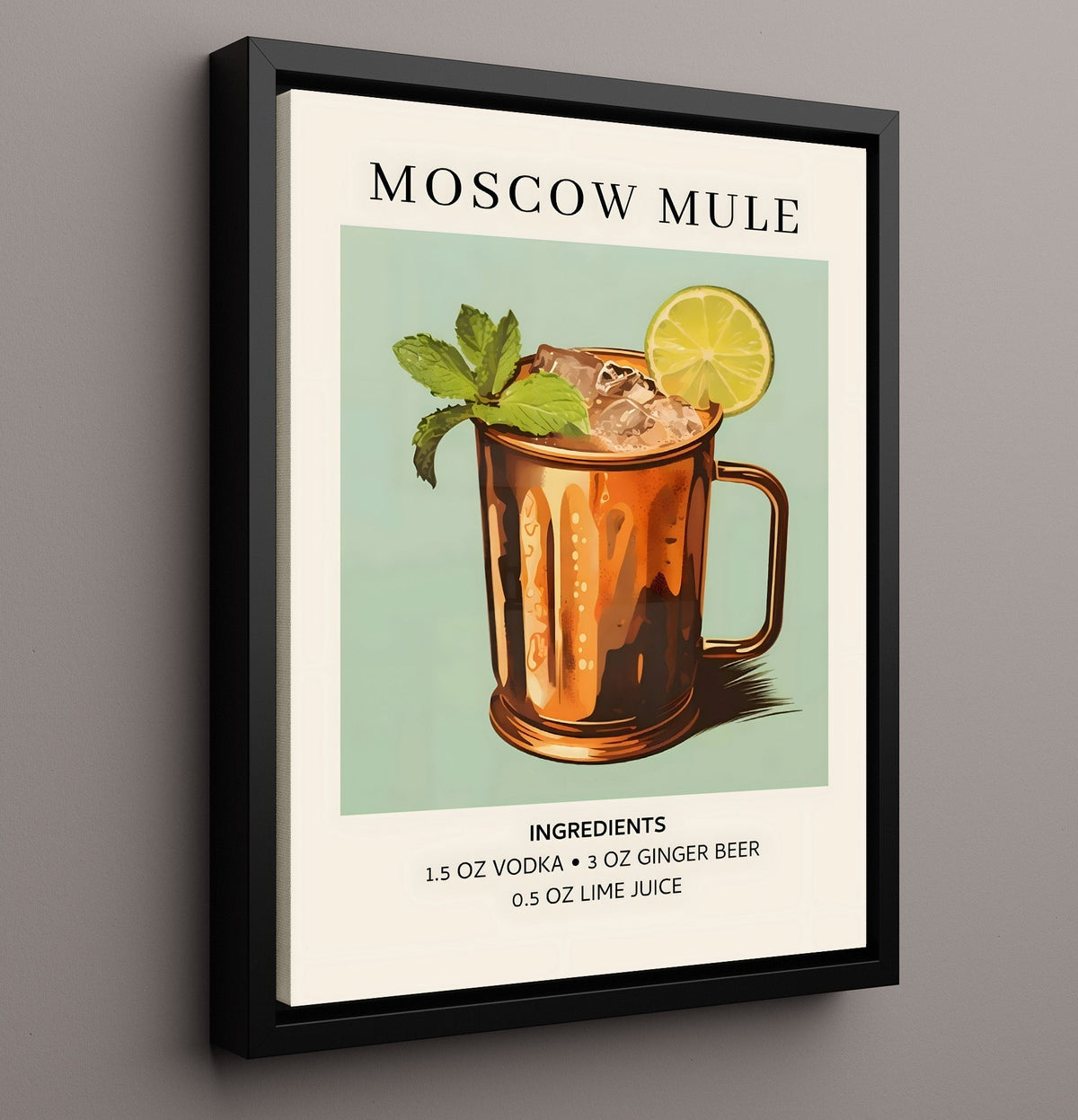 Moscow Mule 8x10 Framed Canvas cocktail recipe wall art