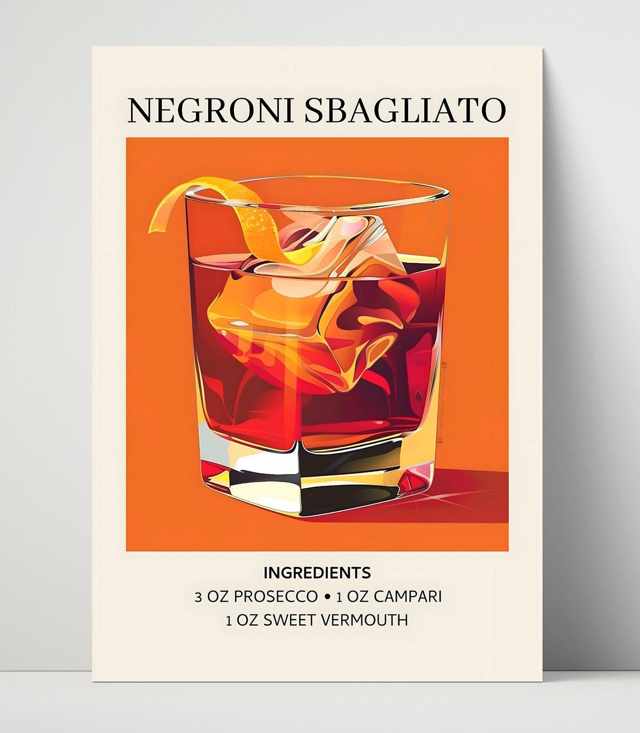 Negroni Sbagliato Sparkling Aperitif Unframed Print 16x20 wall art print – Drink Recipes decor