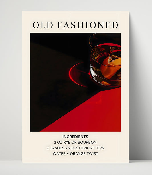 Old Fashioned - Bourbon Whiskey Cocktail - 16x20 Unframed Print