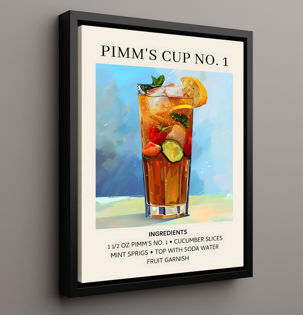 Pimm's Cup No. 1 8x10 Framed Canvas cocktail recipe wall art