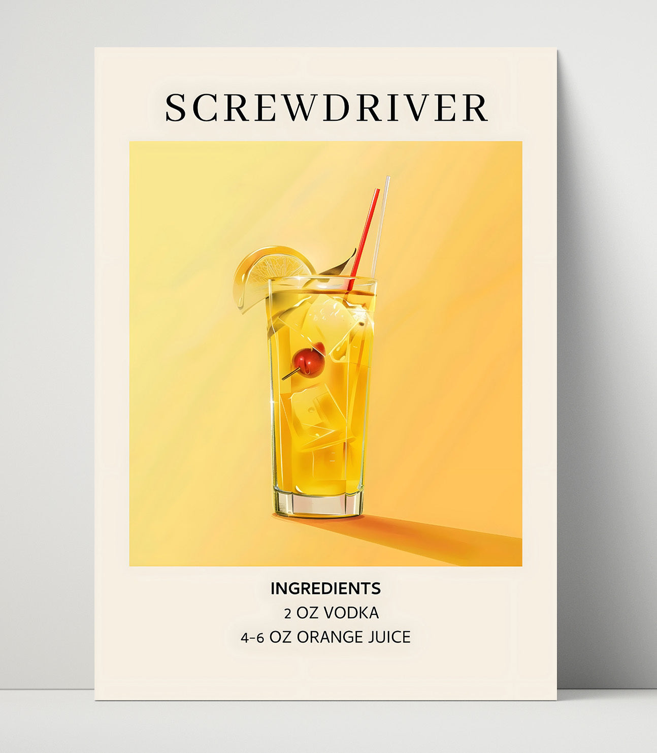 Screwdriver Vodka Orange Juice Cocktail Unframed Print 16x20 wall art print – Drink Recipes decor