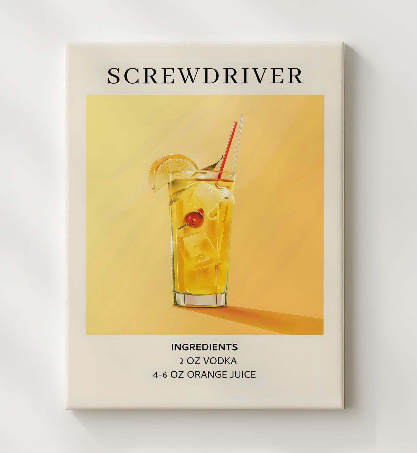 Screwdriver Vodka Orange Juice Cocktail Canvas 20x24 wall art print – Drink Recipes decor