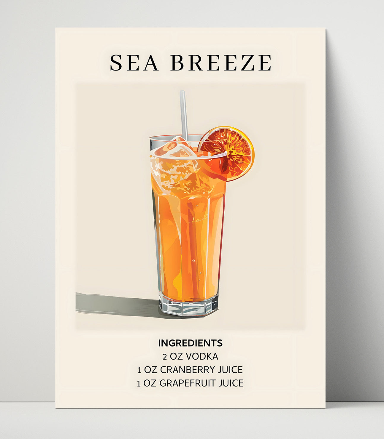Sea Breeze Vodka Cranberry Cocktail Unframed Print 16x20 wall art print – Drink Recipes decor