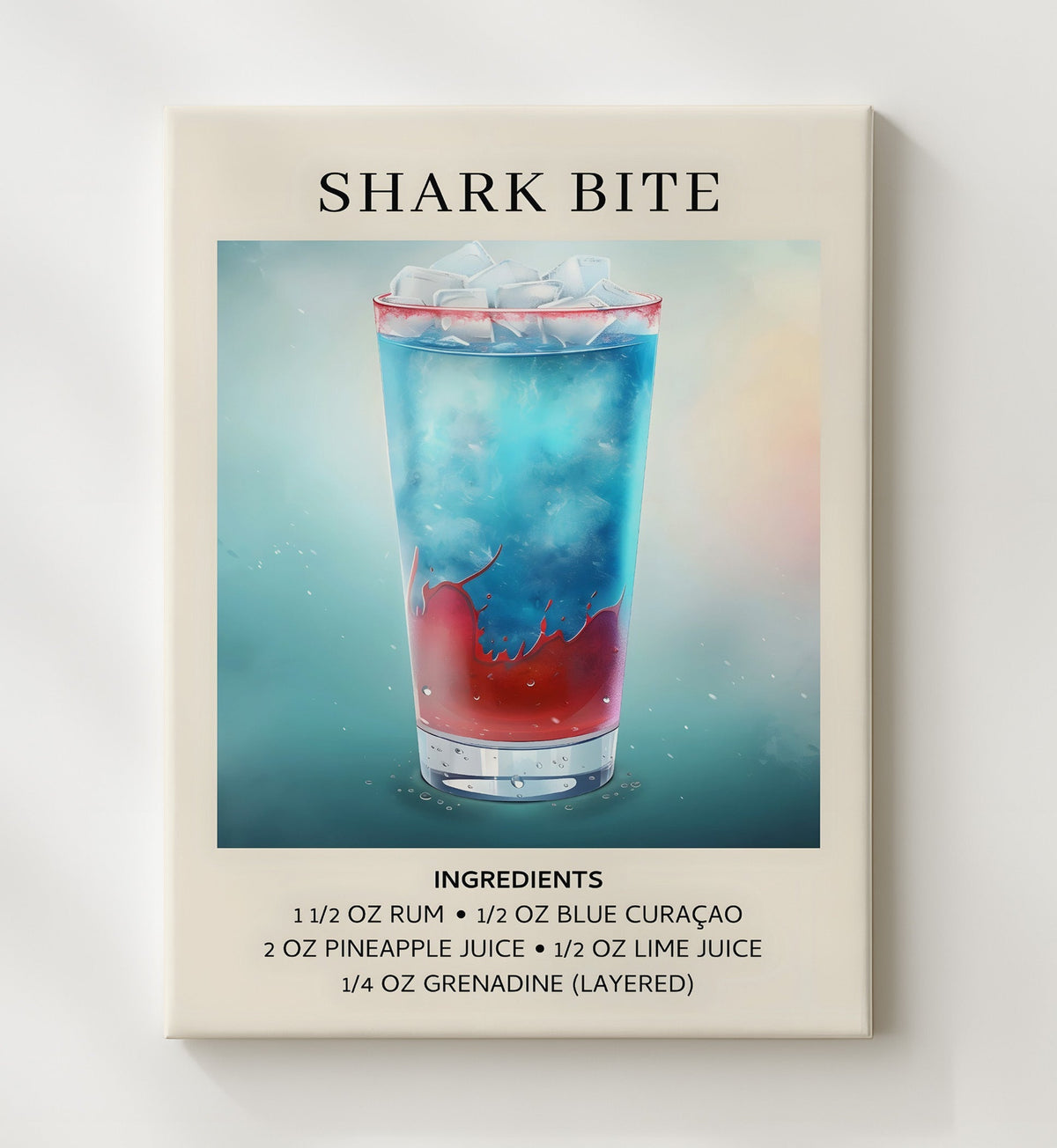 Shark Bite 8x10 Canvas cocktail recipe wall art
