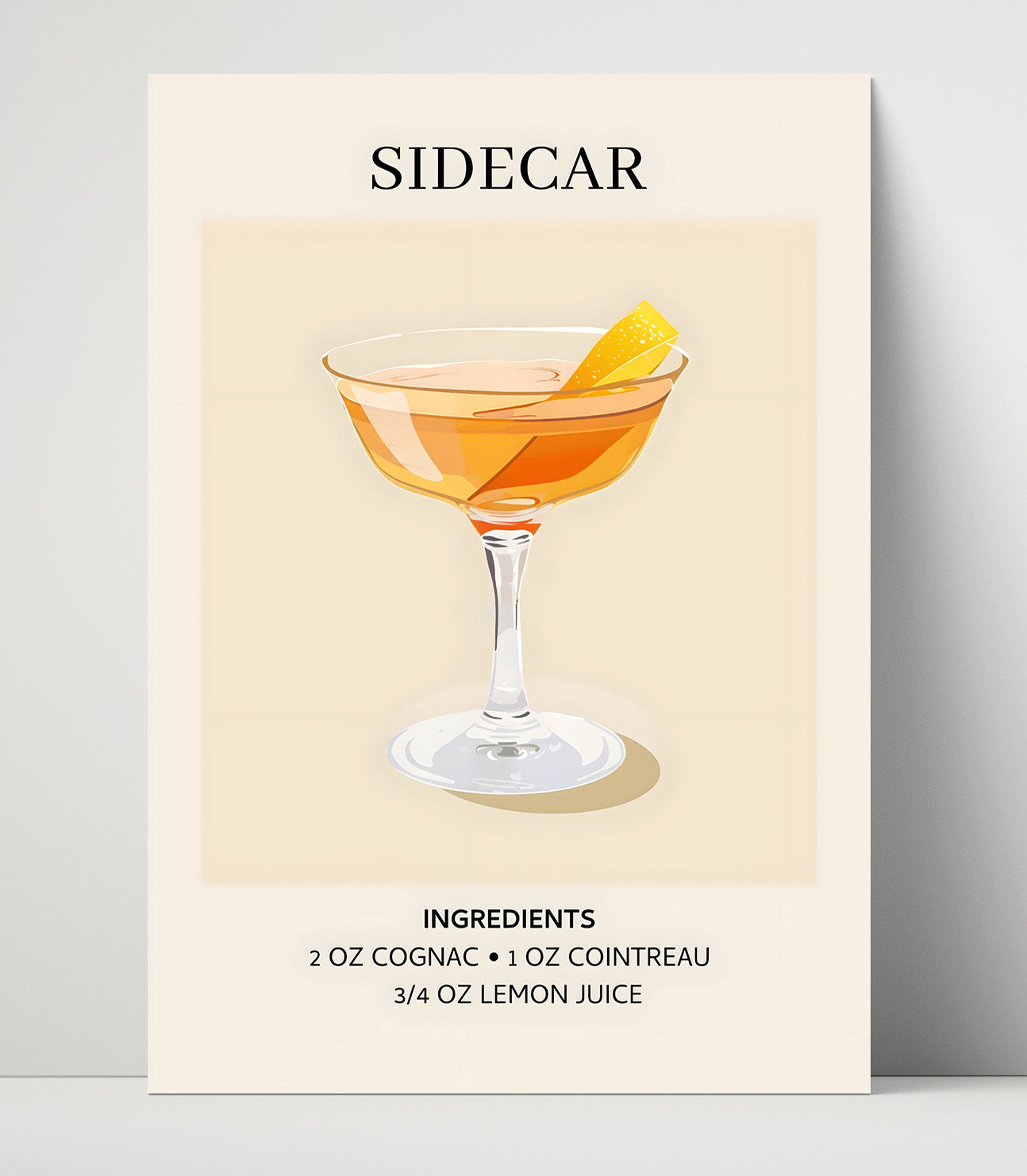 Sidecar Cognac Classic Unframed Print 16x20 wall art print – Drink Recipes decor