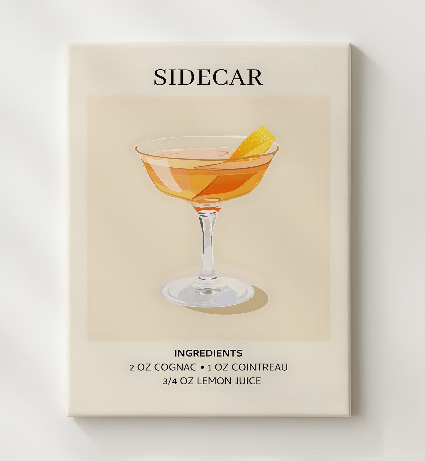Sidecar Cognac Classic Canvas 20x24 wall art print – Drink Recipes decor