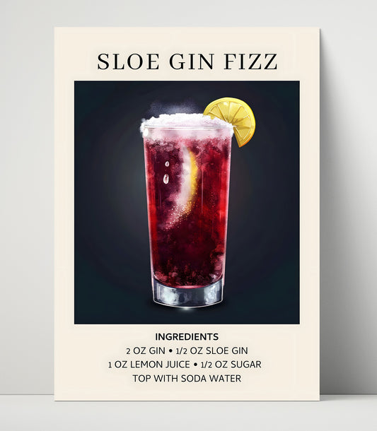 Sloe Gin Fizz - Refreshing Collins - 16x20 Unframed Print