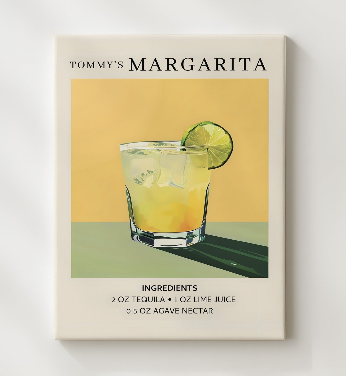 Tommy's Margarita 8x10 Canvas cocktail recipe wall art