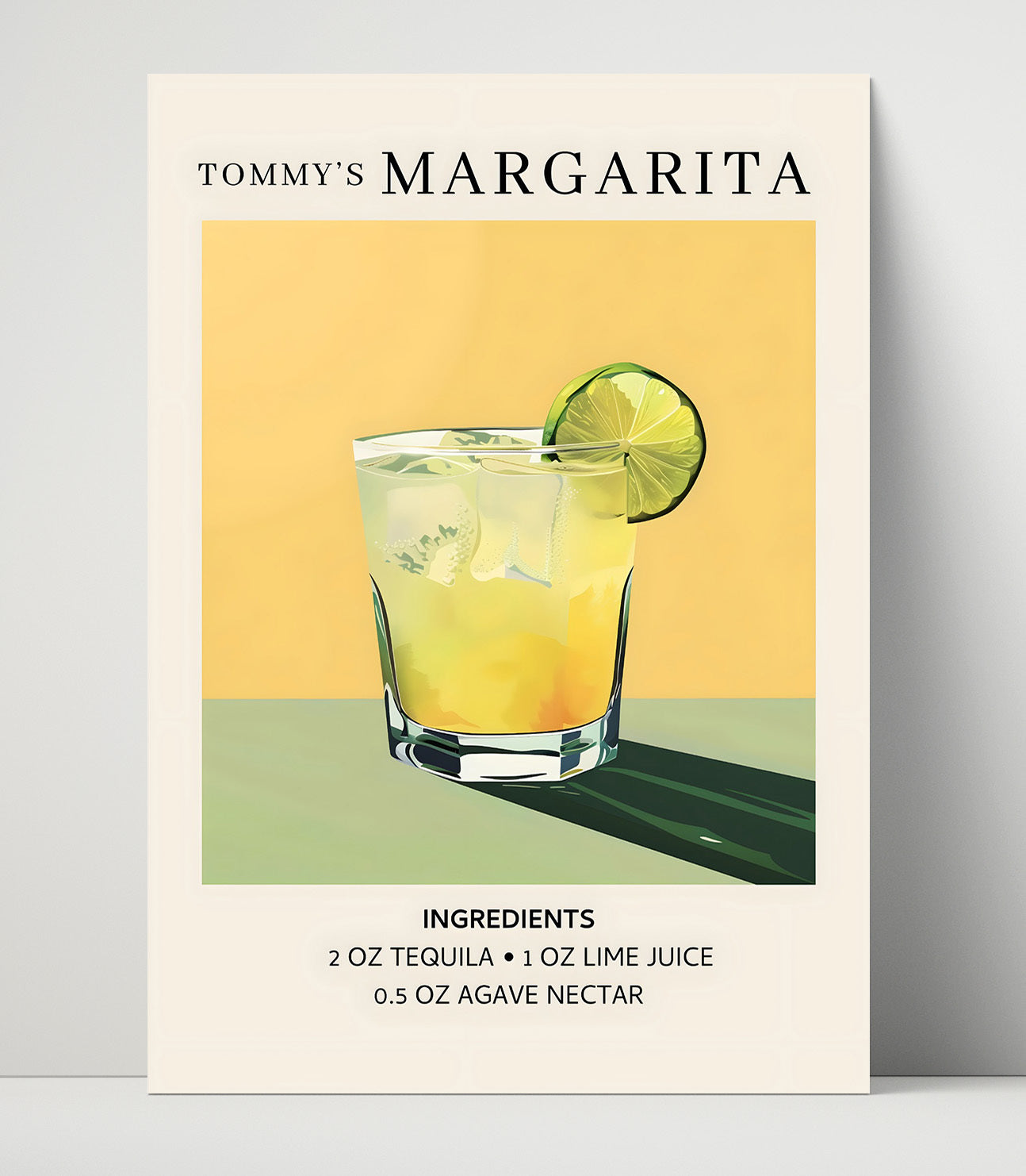 Tommys Margarita Cocktail Unframed Print 16x20 wall art print – Drink Recipes decor