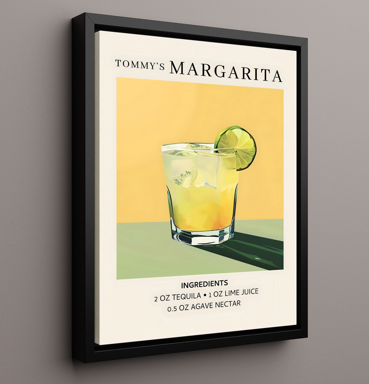 Tommy's Margarita 8x10 Framed Canvas cocktail recipe wall art