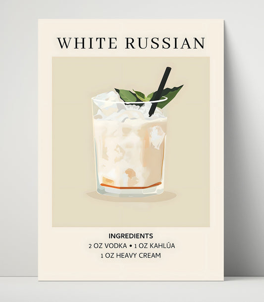 White Russian - Vodka Coffee Cocktail - 16x20 Unframed Print