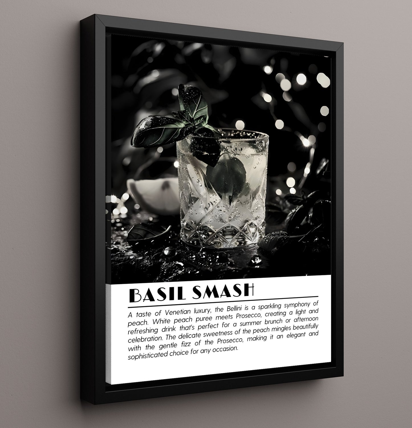 Basil Smash Fresh Herb Cocktail Drinks Defined Poster - 16x20 Framed Canvas
