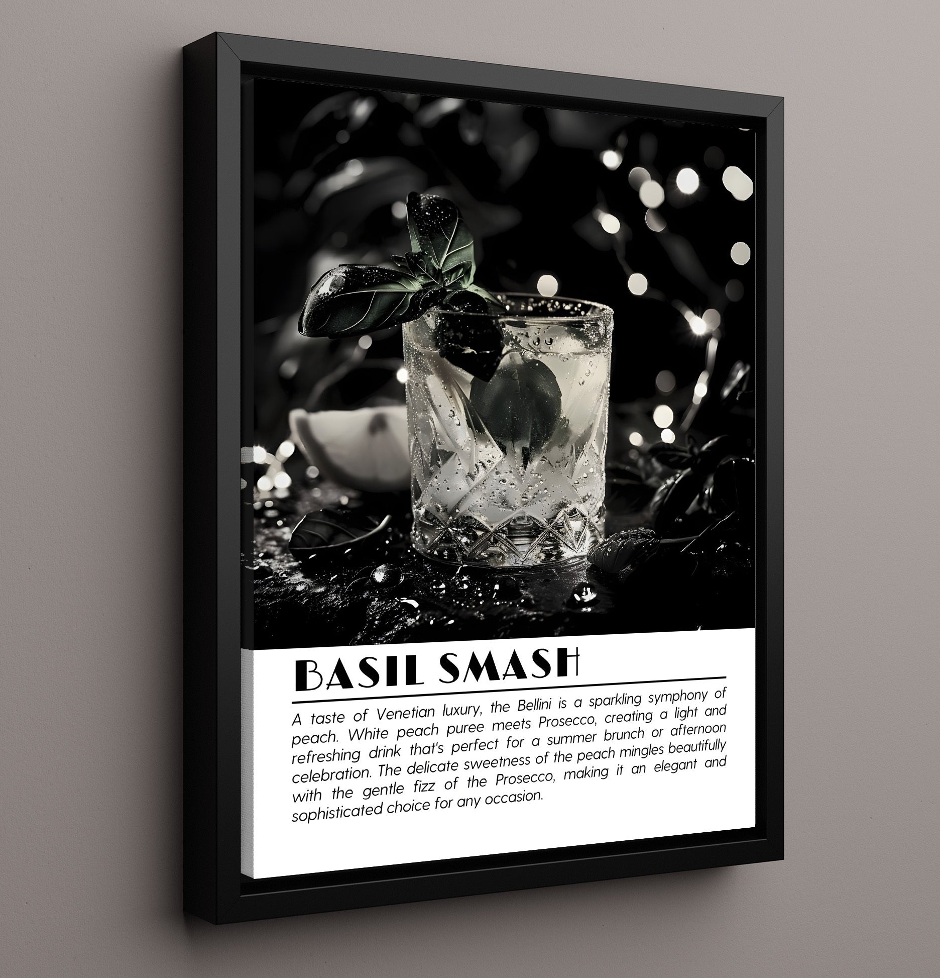 Basil Smash Fresh Herb Cocktail Drinks Defined Poster - 16x20 Framed Canvas