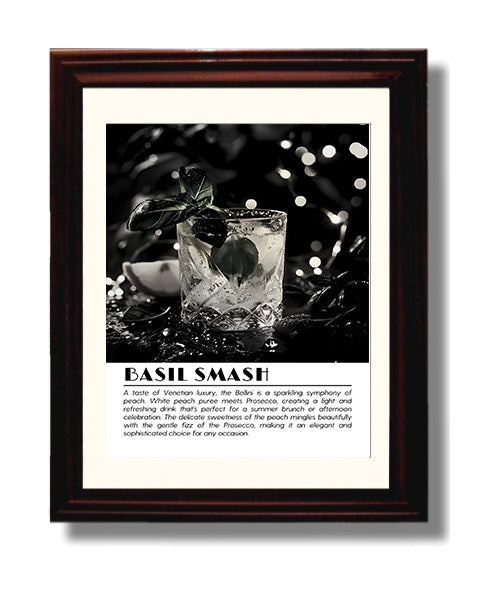 Basil Smash Fresh Herb Cocktail Drinks Defined Poster - 8x10 Beveled Frame