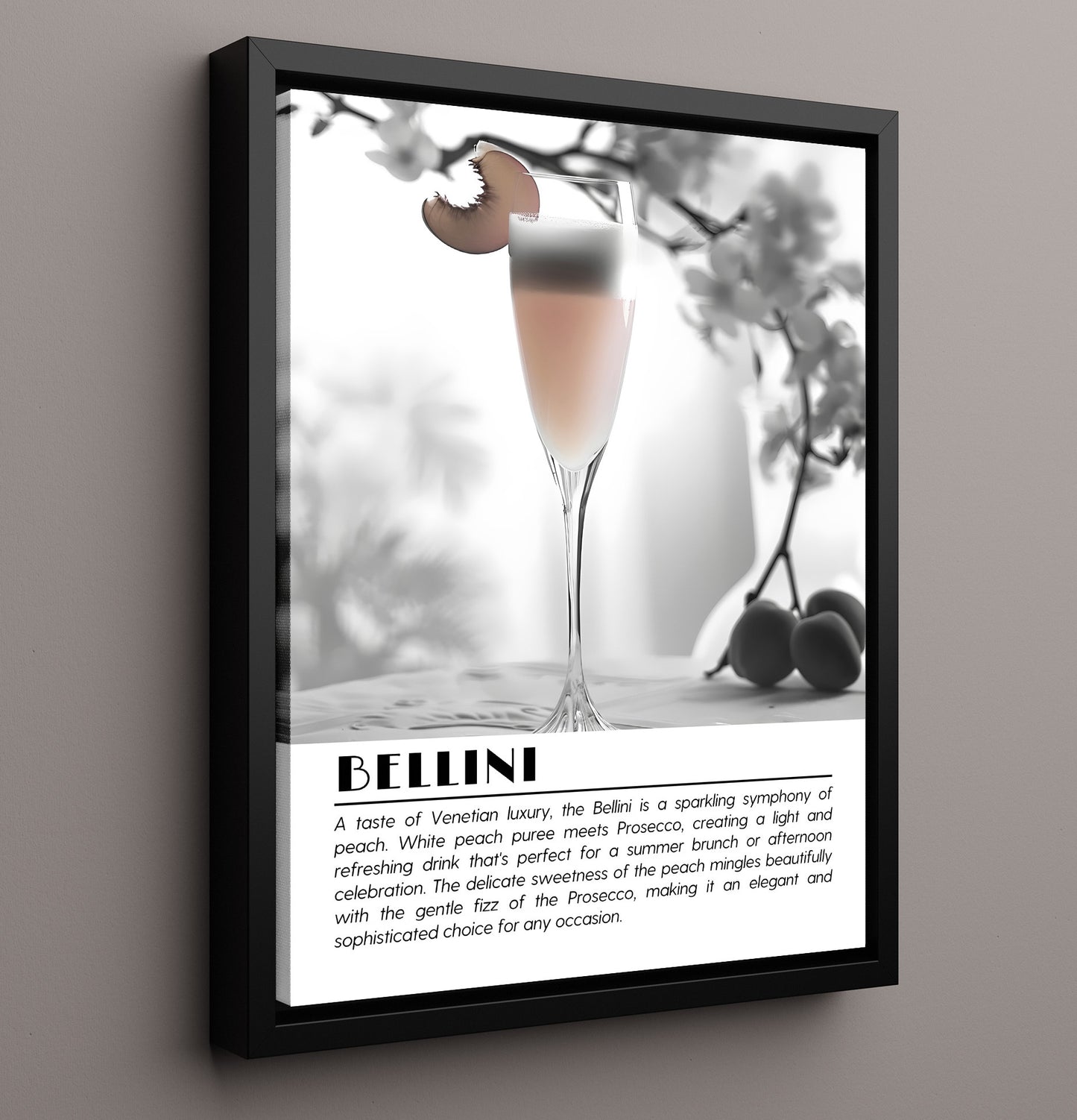 Bellini Peach Blossom Drinks Defined Poster - 16x20 Framed Canvas