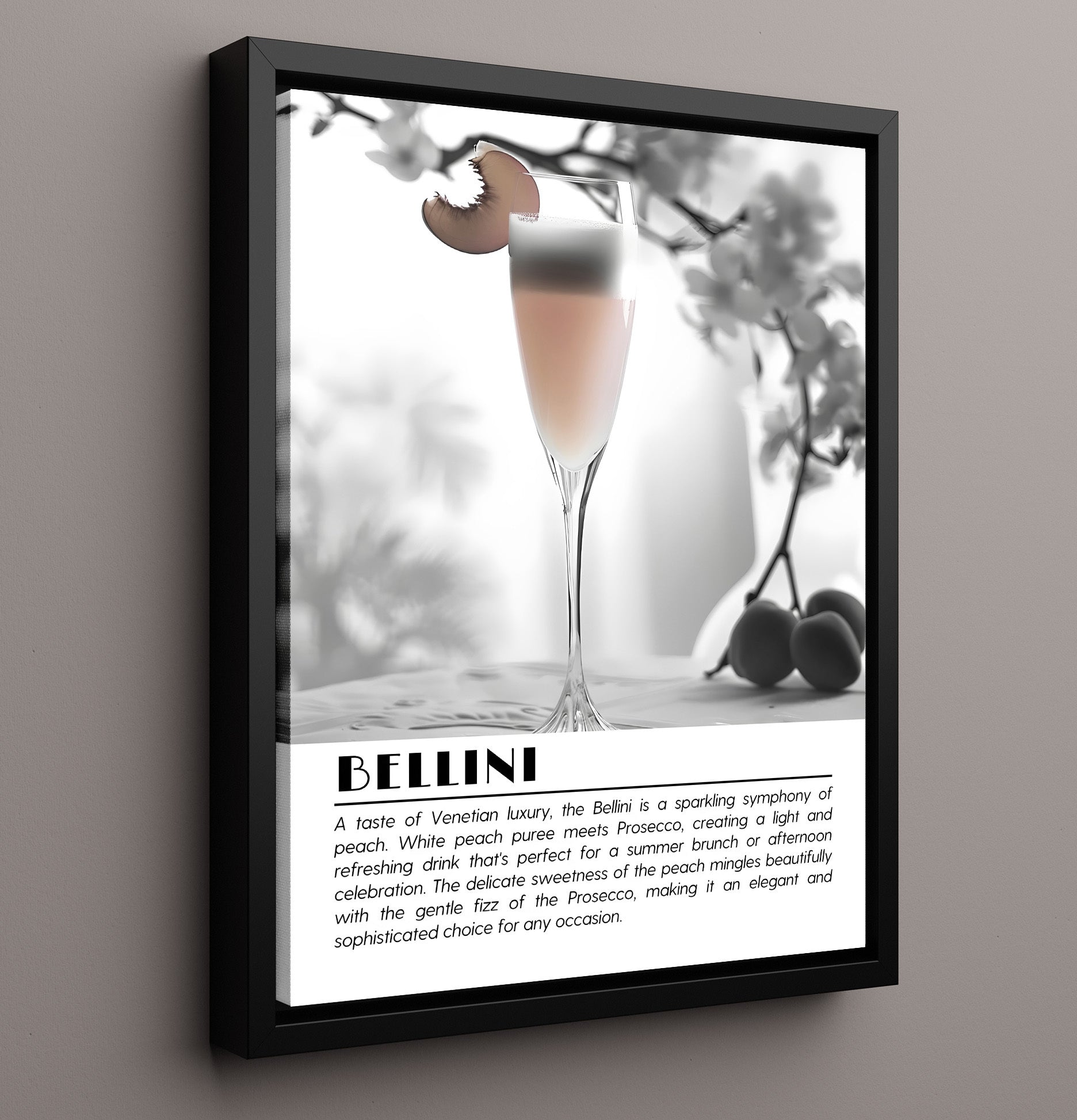 Bellini Peach Blossom Drinks Defined Poster - 16x20 Framed Canvas