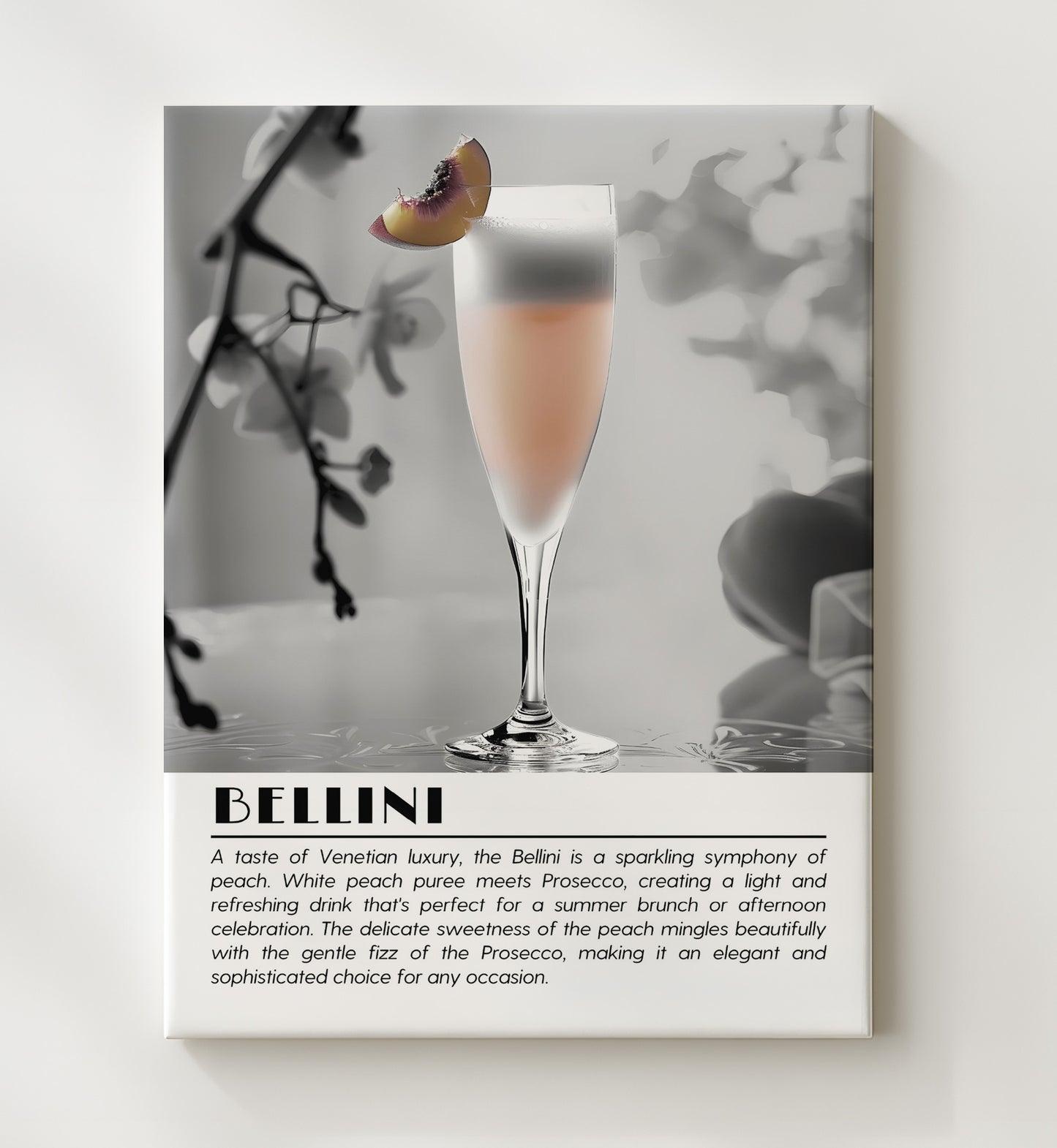 Bellini Peach Elegance Drinks Defined Poster - 20x24 Canvas