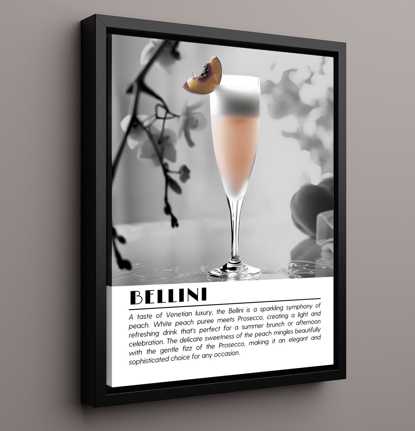 Bellini Peach Elegance Drinks Defined Poster - 16x20 Framed Canvas