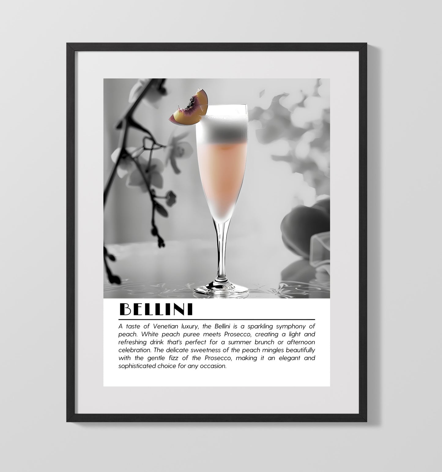 Bellini Peach Elegance Drinks Defined Poster - 16x20 Gallery Frame
