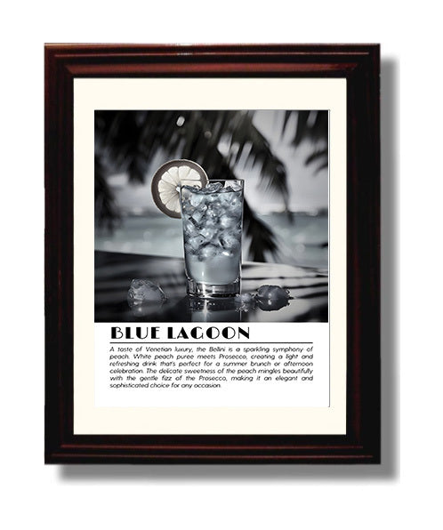 Blue Lagoon Tropical Citrus Drinks Defined Poster - 8x10 Beveled Frame